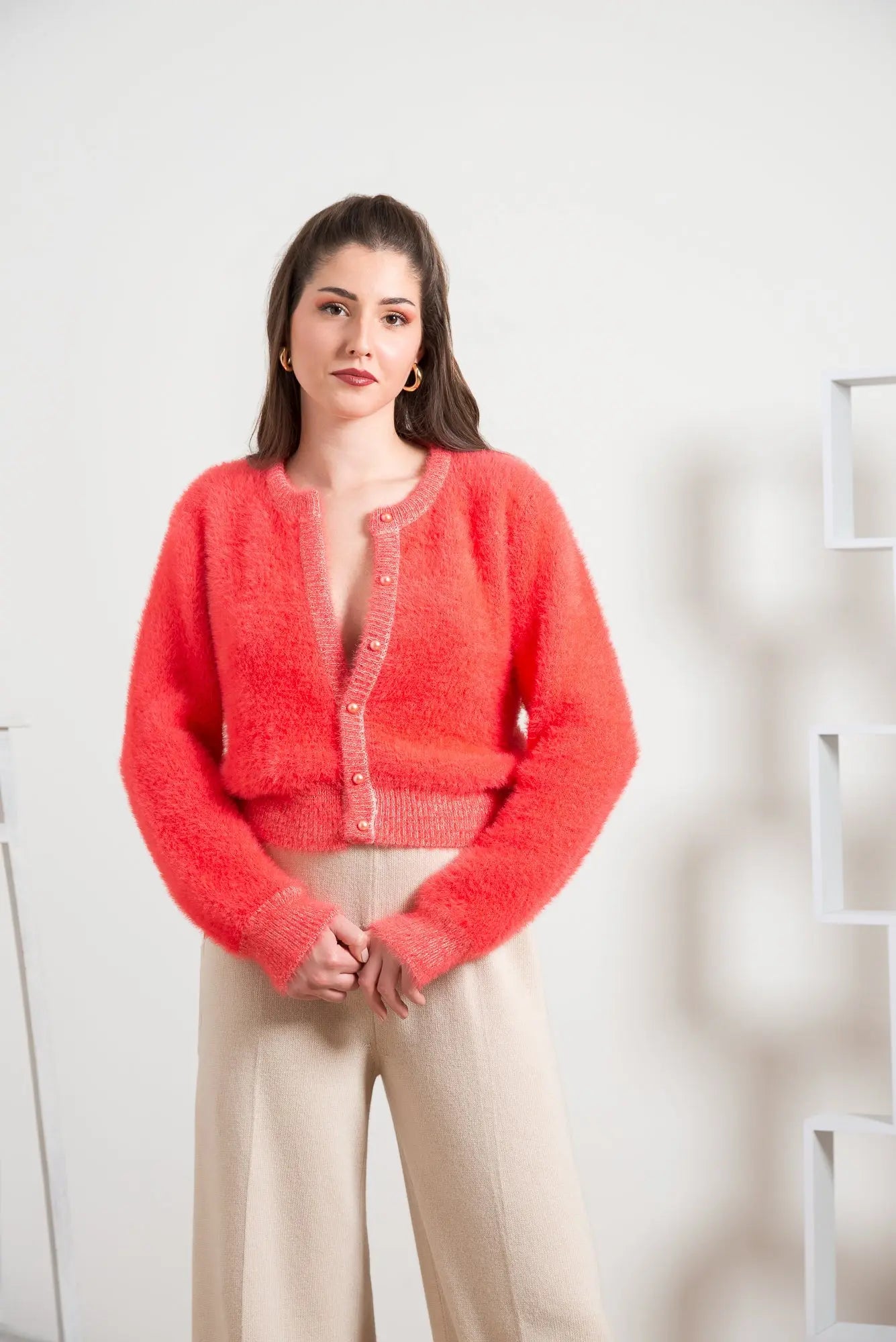 Cardigan Teddy con Bottoni Perlati A.MA DI COLLODEL MARA