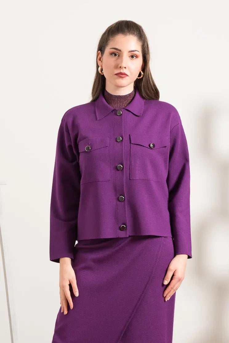 Cardigan con Collo a Camicia e Tasche A.MA DI COLLODEL MARA