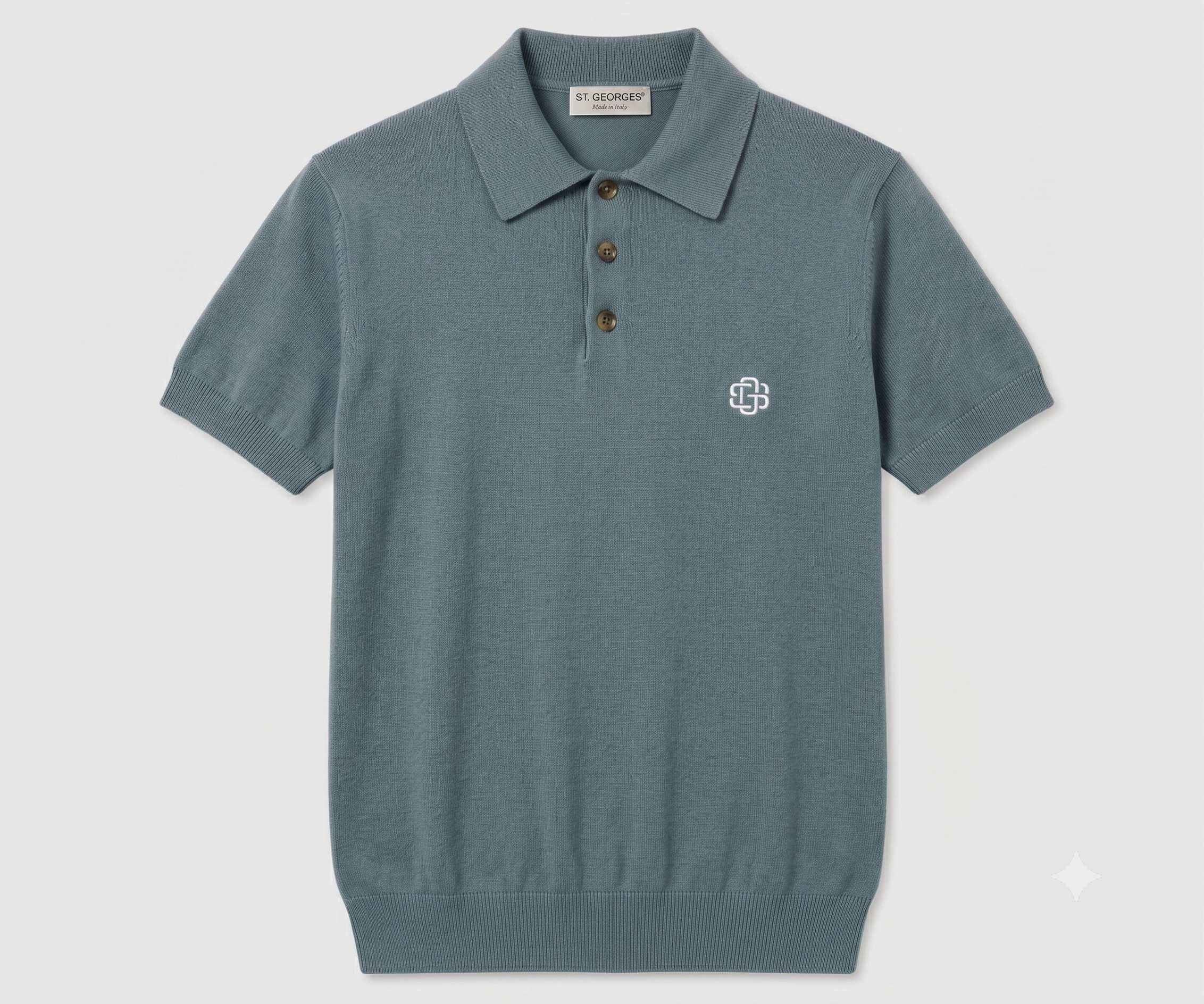 Polo in Cotone avio con bottoni e logo