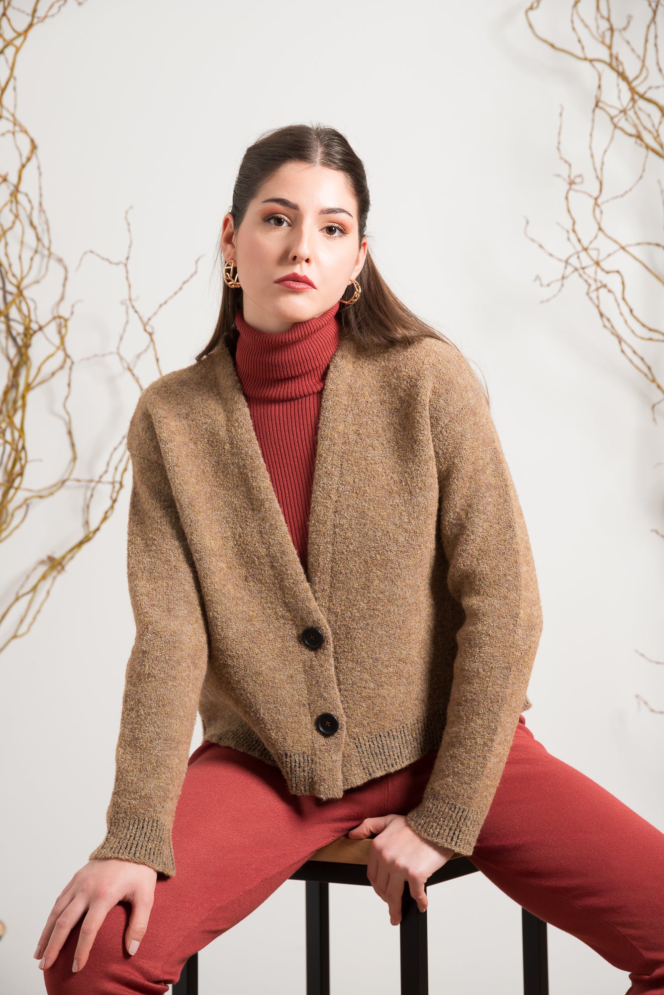 Cardigan in Filato Bouclè scollo V