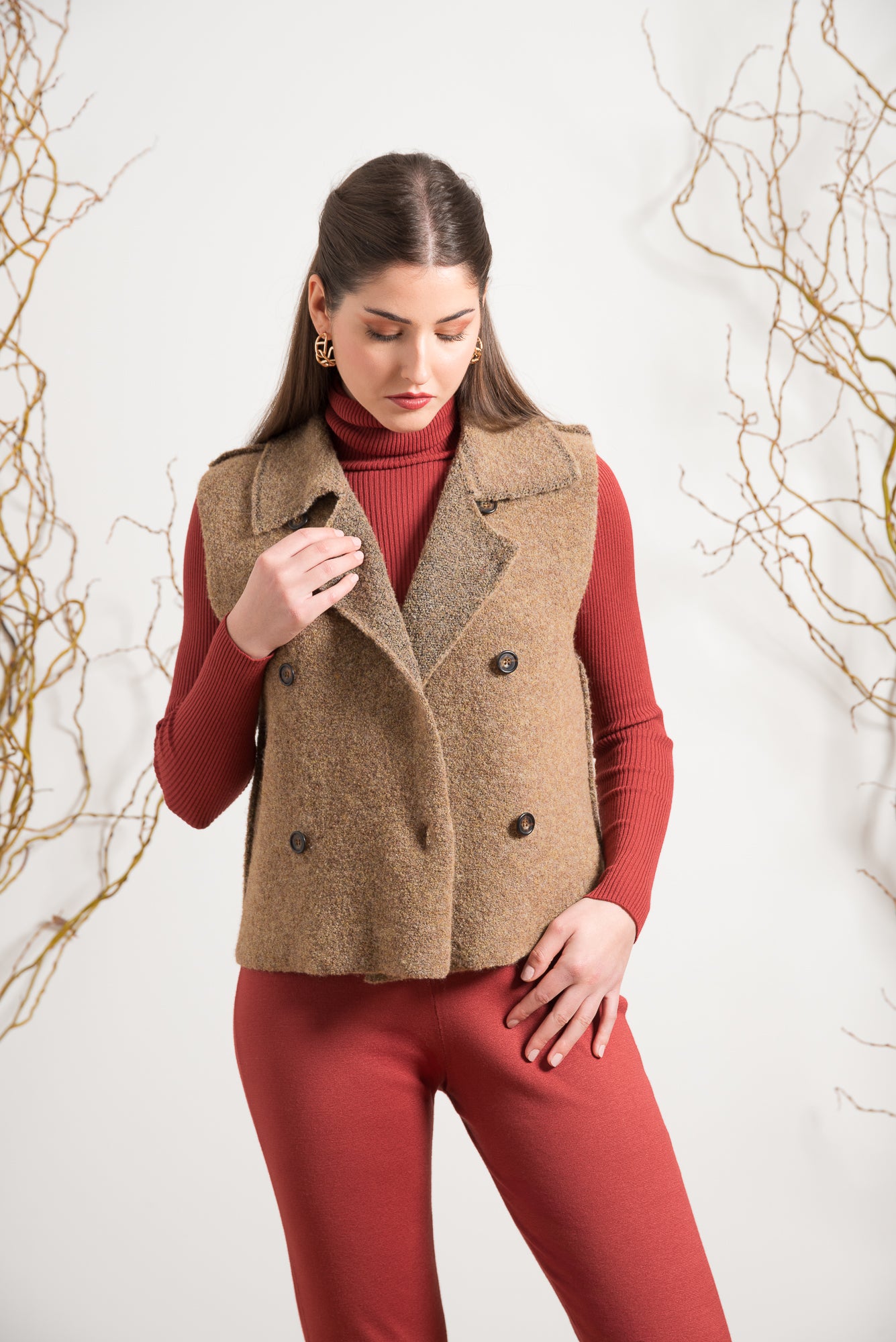 Gilet Doppiopetto in Filato Bouclé