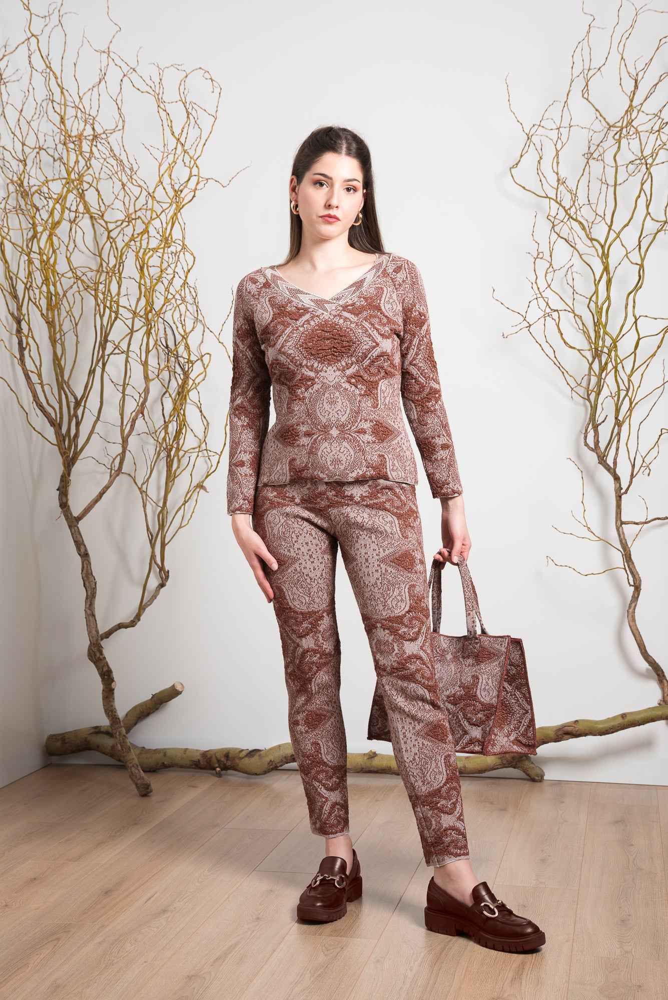 Maglia Jacquard con Scollo a V