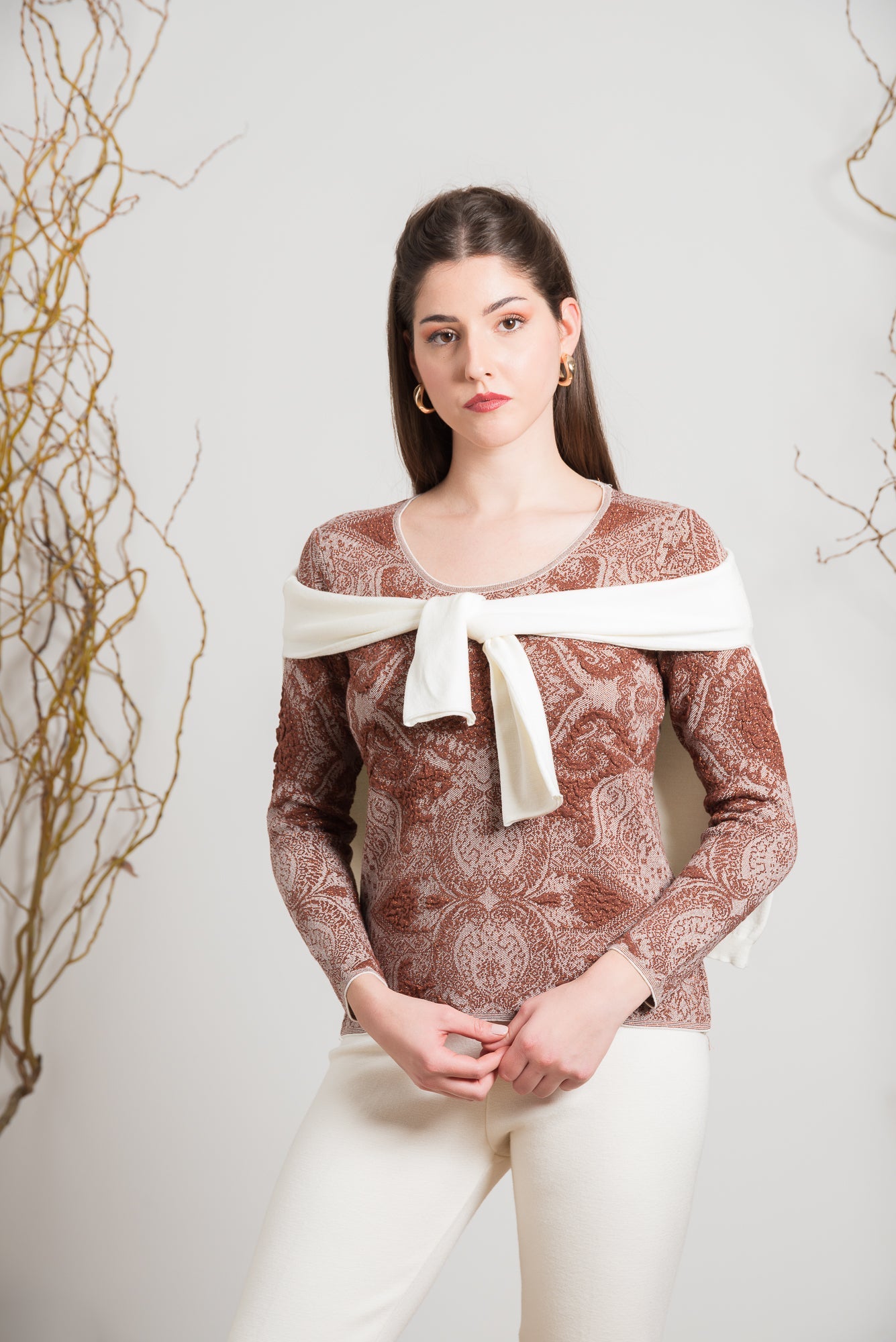 Maglia Jacquard a Girocollo e Maniche Lunghe ST.GEORGES