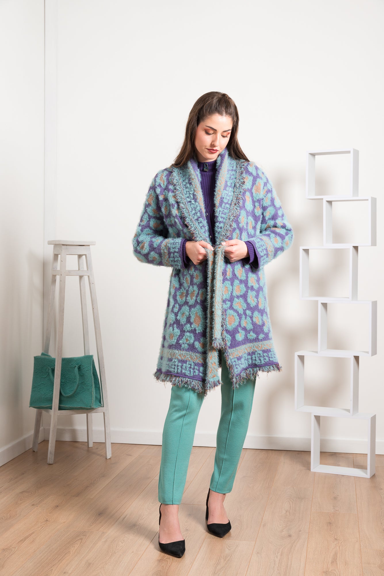 Cappotto con Jacquard Maculato Effetto Teddy