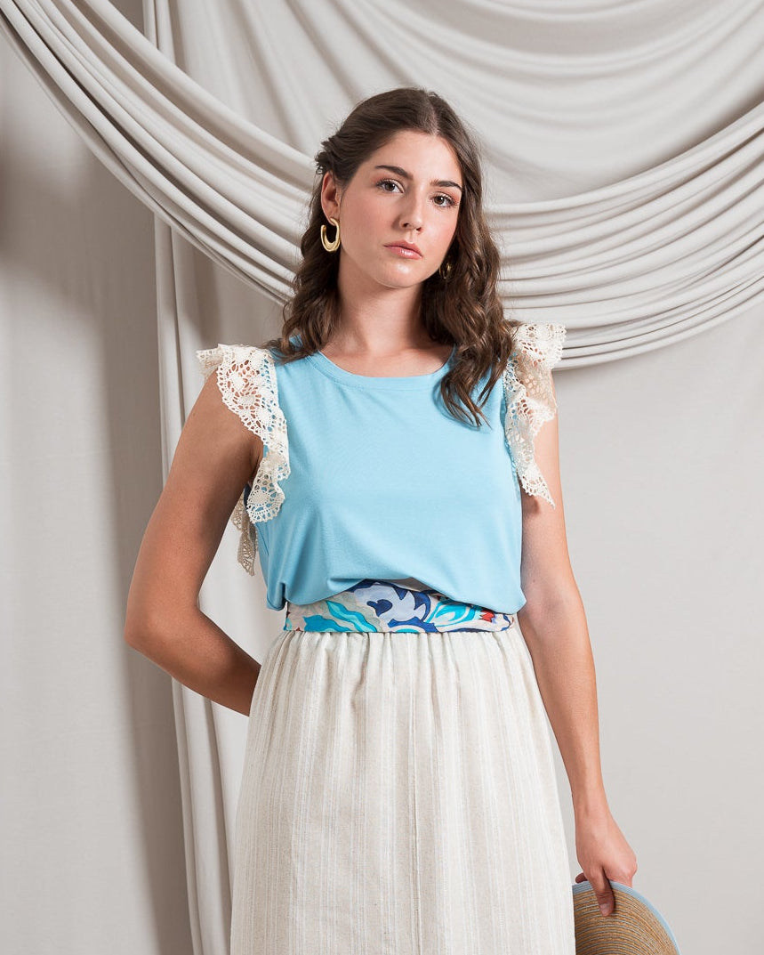 T-shirt con Maniche Pizzo