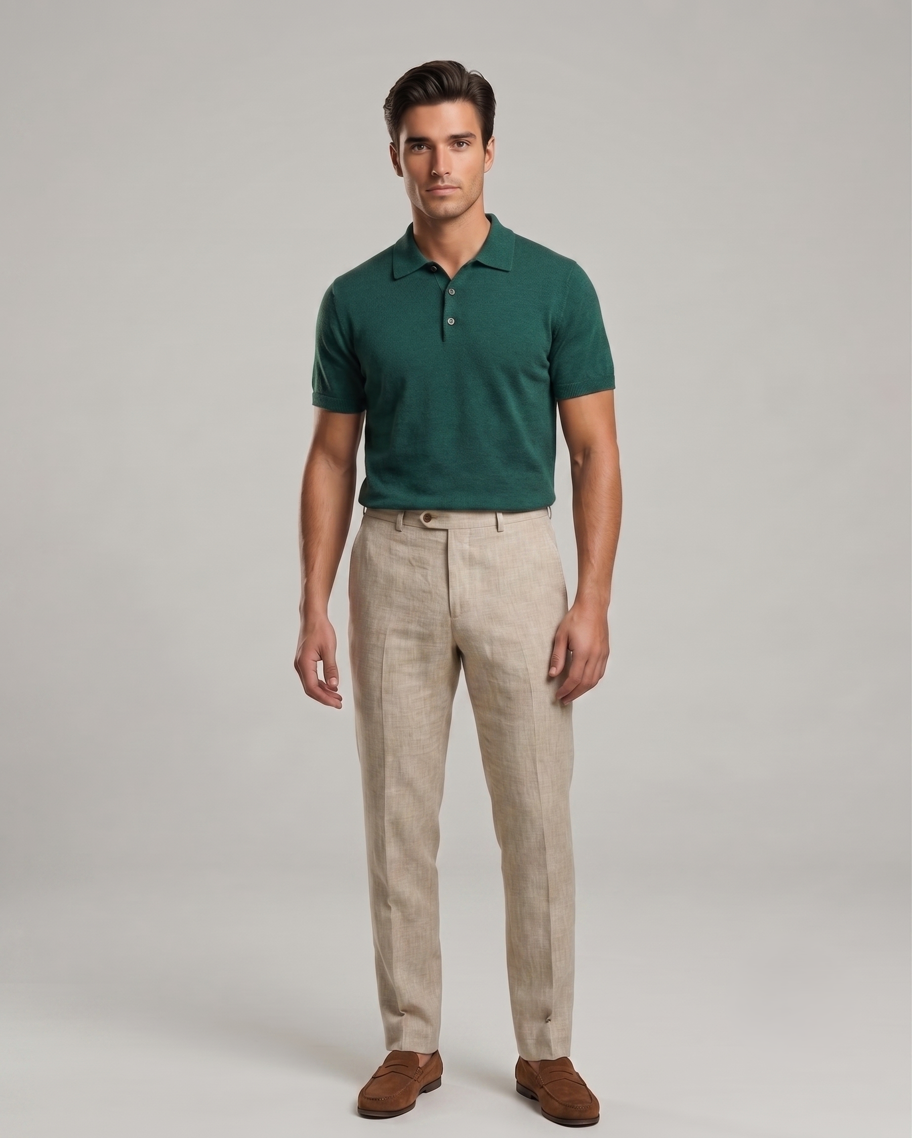 Polo in Cotone verde con bottoni