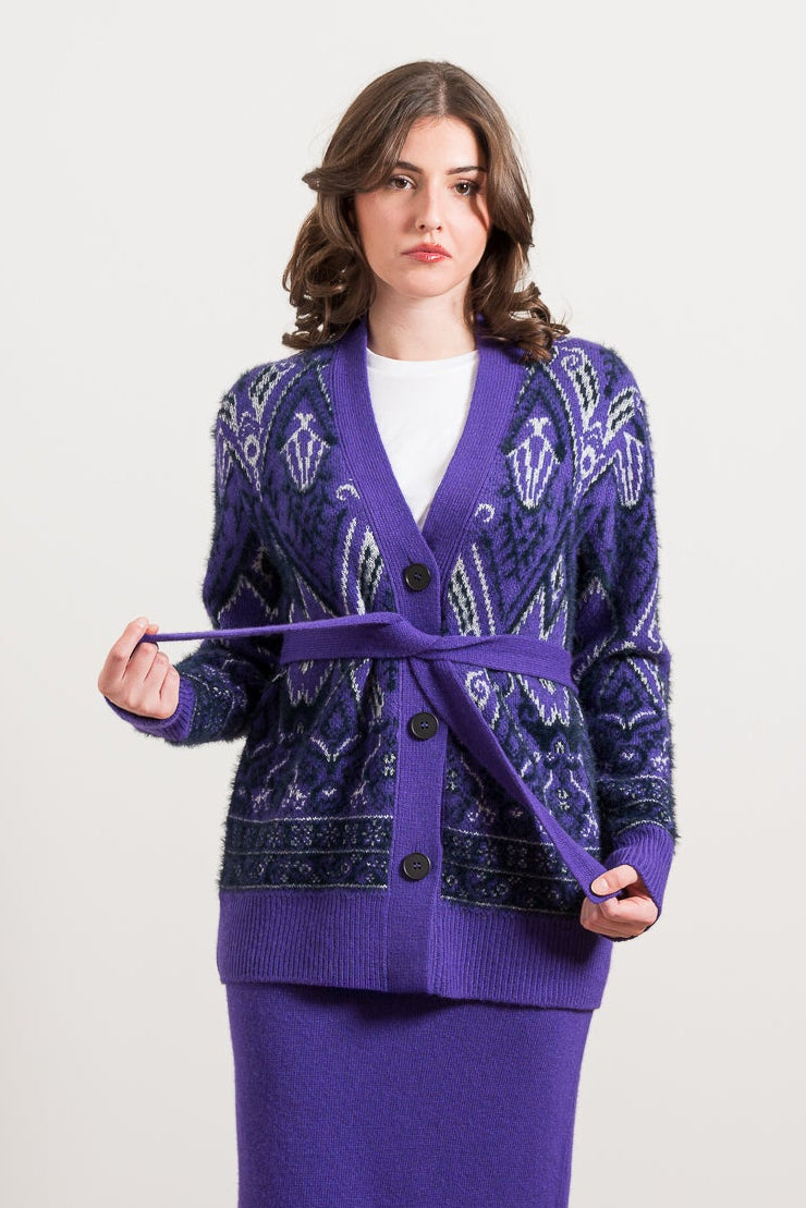 Cardigan Jacquard Heritage Lungo
