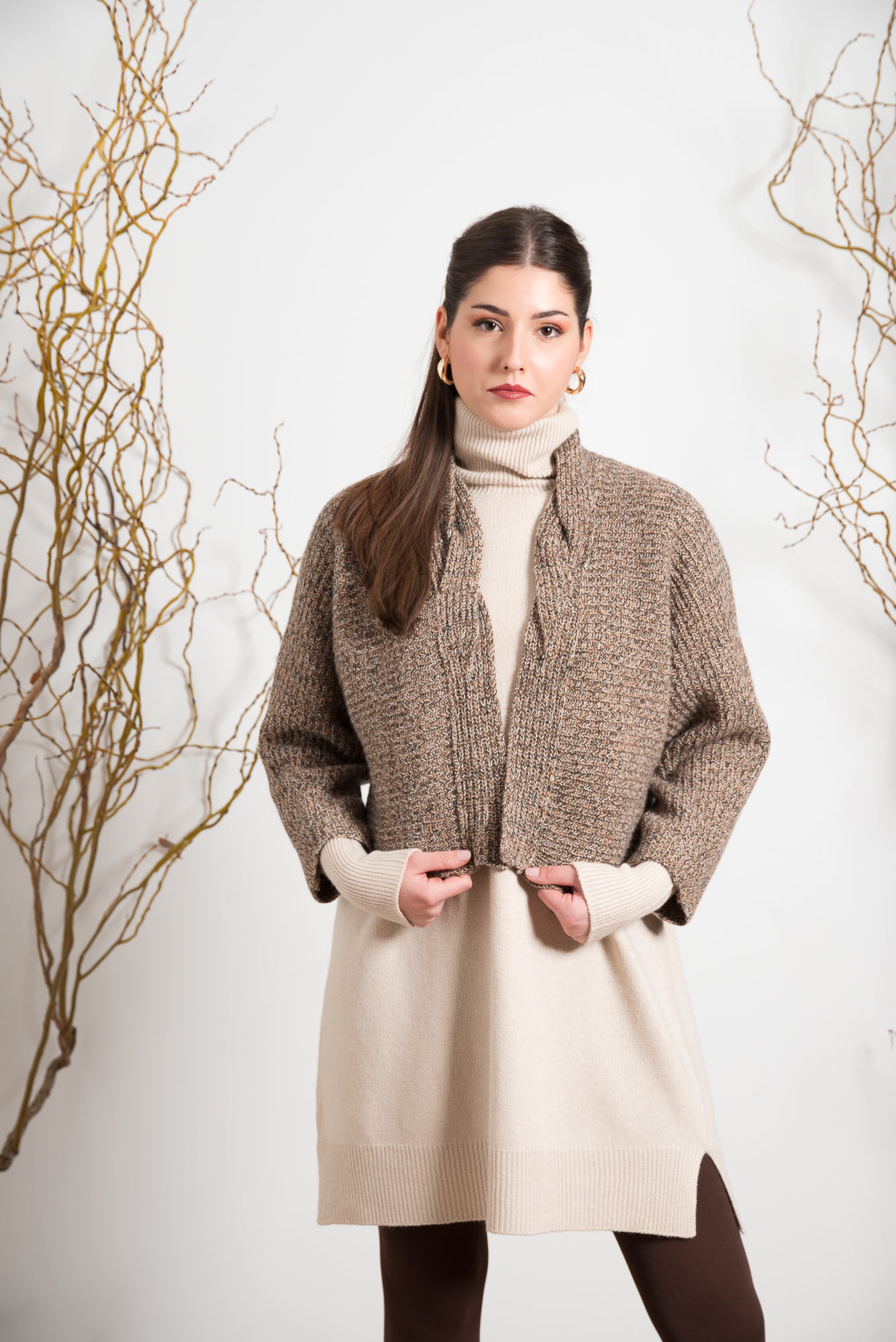 Cardigan corto con Scollo a Scialle