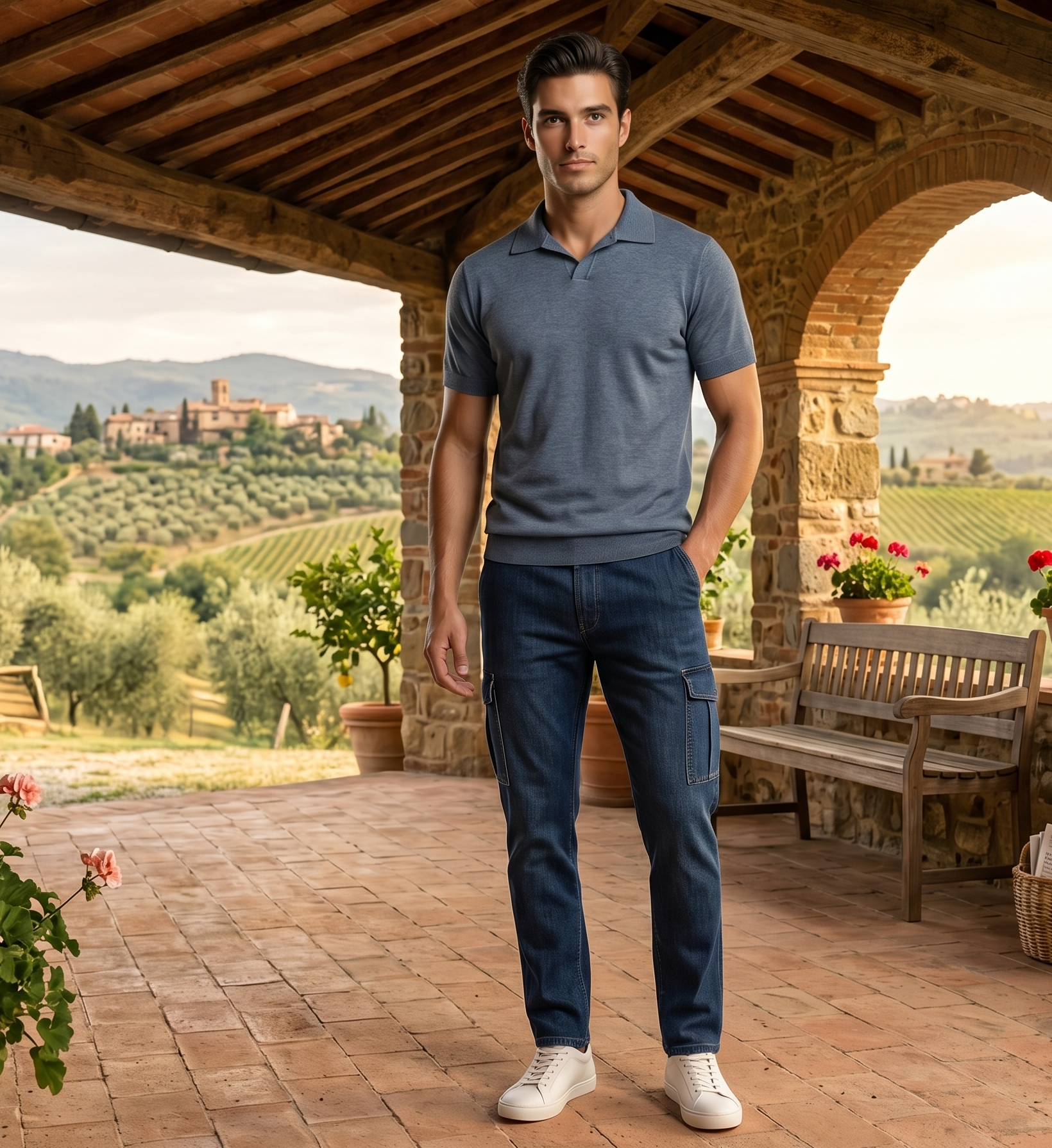 Polo in Cotone avio